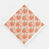 Rose Rosa orange Blumenmuster Hochzeitsfeder Serviette (Ecke)