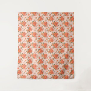 Rose Rosa orange Blumenmuster Hochzeitsfeder Wandteppich