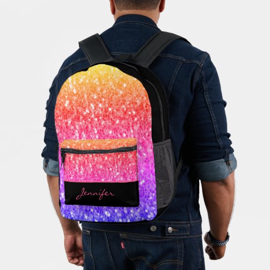 Rose Rosa orange Imitate Glitzern Schwarzer Indivi Bedruckter Rucksack (Insitu (Modell))