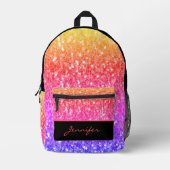 Rose Rosa orange lila Glitzern Schwarzer Individue Bedruckter Rucksack (Vorderseite)
