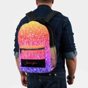 Rose Rosa orange lila Glitzern Schwarzer Individue Bedruckter Rucksack