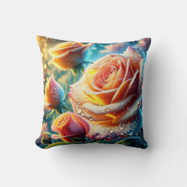 "Rose, Rosa, Orange und Gelb" Kissen