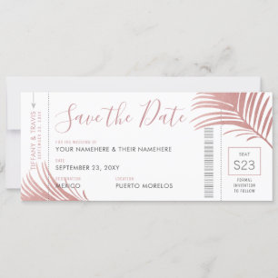 Rose Rosa Palmblättriger Boarding Pass Rett Date C Ankündigung