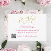 Rose Rosa QR-Code Hochzeit RSVP Einladung