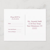 Rose Rosa Quadrate RSVP-Karte Einladungspostkarte (Rückseite)