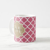 Rose Rosa Quarzfolienmuster mit Big-Tan-Monogramm Kaffeetasse (Vorderseite Links)
