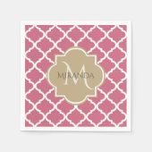 Rose Rosa Quarzfolienmuster mit Big-Tan-Monogramm Serviette (Vorderseite)