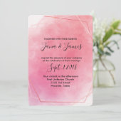 Rose Rosa Rahmen Wasserfarbe Hochzeit Einladung (Stehend Vorderseite)