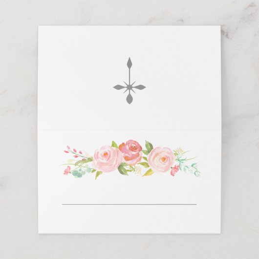 Rose Rosa Religiöse Platzkarte (Außenseite Aufgefaltet)