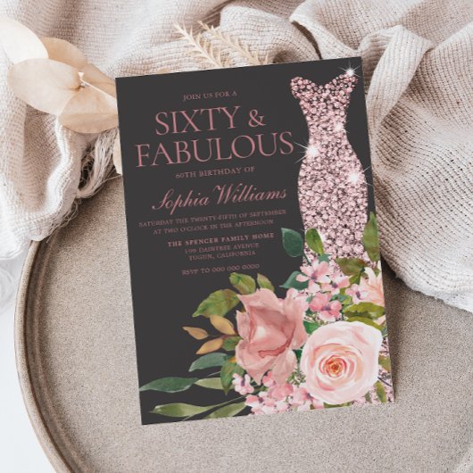 Rose Rosa Rosa Blume 60. Geburtstag Einladung