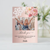 Rose Rosa Rosa Blumenblätter Spitzen Foto Dankeskarte (Stehend Vorderseite)