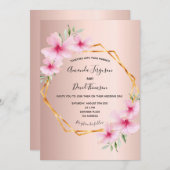 Rose Rosa Rosa Blüten geometrische Hochzeit Einladung (Vorne/Hinten)