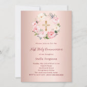 Rose Rosa Rosa Blütenblätter durch Erste Kommune Einladung (Vorderseite)