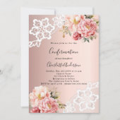 Rose Rosa Rosa Flora Spitze Bestätigung Einladung (Vorderseite)