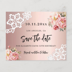 Rose Rosa Rosa Florine Geburtstag Save the Date Flyer