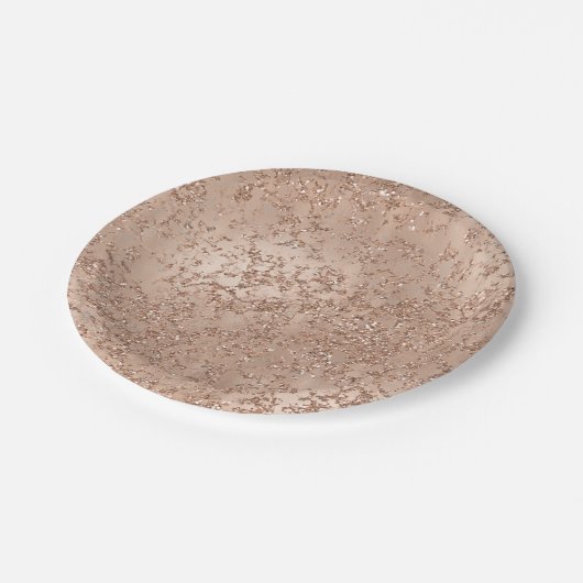 Rose Rosa Rosa Glam Sparkle Chic Pappteller (Schrägansicht)