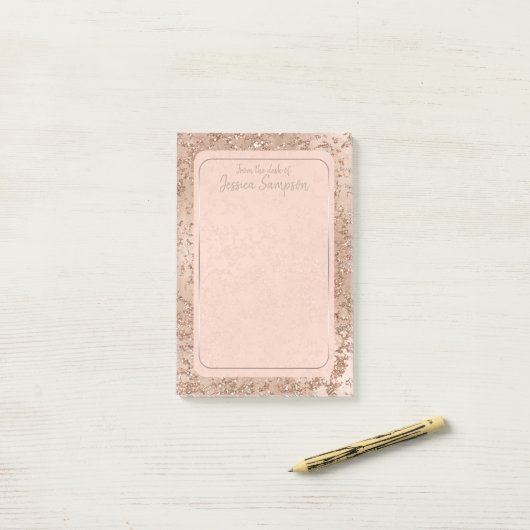 Rose Rosa Rosa Glam Sparkle Chic Post-it Klebezettel (Auf Schreibtisch)