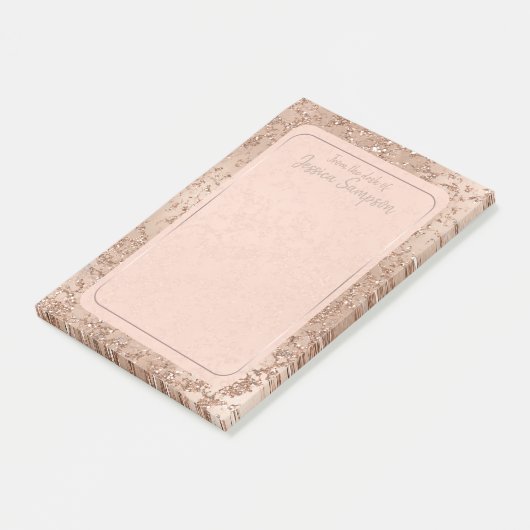 Rose Rosa Rosa Glam Sparkle Chic Post-it Klebezettel (angewinkelt)