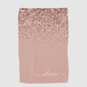 Rose Rosa Rosa Glitzer Girl Monogram Name Golfhandtuch (Vorderseite)