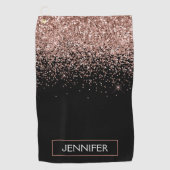 Rose Rosa Rosa Glitzer Girl Monogram Name Golfhandtuch (Vorderseite)