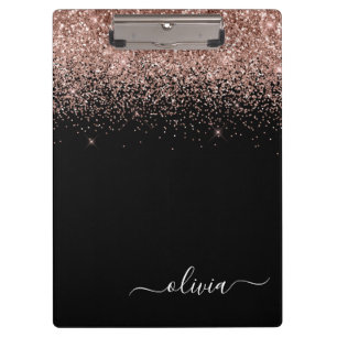 Rose Rosa Rosa Glitzer Girl Monogram Name Klemmbrett