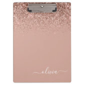 Rose Rosa Rosa Glitzer Girl Monogram Name Klemmbrett (Vorderseite)