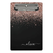 Rose Rosa Rosa Glitzer Girl Monogram Name Mini Klemmbrett (Vorderseite)