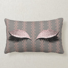 Rose Rosa Rosa Glitzer Grau Glam Makeup Ethnic Lendenkissen