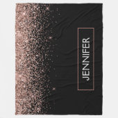 Rose Rosa Rosa Glitzer Monogram Girl Fleecedecke (Vorderseite)