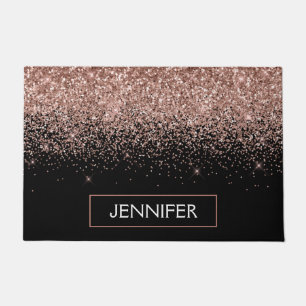 Rose Rosa Rosa Glitzer Monogram Girl Fußmatte