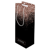 Rose Rosa Rosa Glitzer Monogram Girl Geschenktüte Für Weinflaschen (Vorderseite Schrägansicht)