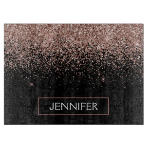 Rose Rosa Rosa Glitzer Monogram Girl Schneidebrett