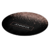 Rose Rosa Rosa Glitzer Monogram Girl Schneidebrett (Ecke)