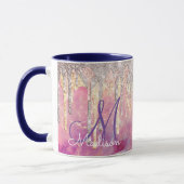 Rose Rosa Rosa Glitzer Tropfen Monogramm Tasse (Links)