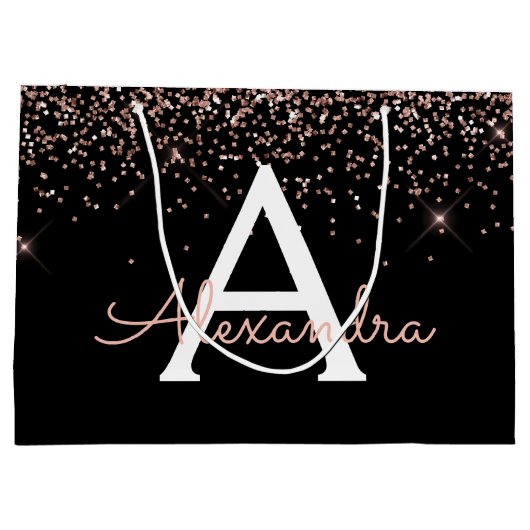 Rose Rosa Rosa Glitzer und Sparklogramm Große Geschenktüte (Rückseite)