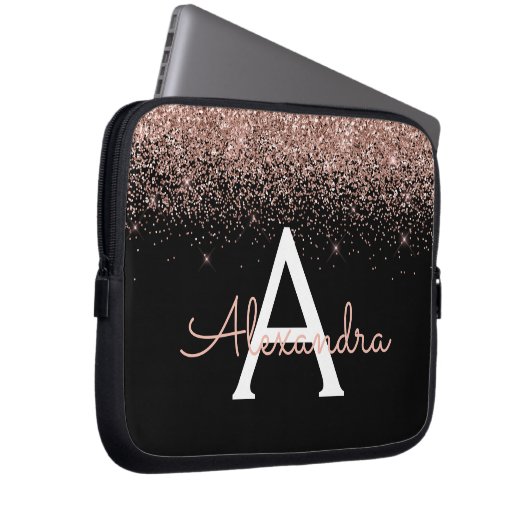 Rose Rosa Rosa Glitzer und Sparklogramm Laptopschutzhülle (Vorne Rechts)