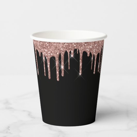 Rose Rosa Rosa Glitzer und Sparklogramm Pappbecher (Rückseite)