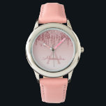 Rose Rosa Rosa Glitzer und Sparkor Armbanduhr<br><div class="desc">Dripping Imitate Sparkle und Glitzer Rose Gold Blush Pink Watch sind ideal für eine Rose Gold oder Blush Pink Geburtstagsparty oder Brautparty Geschenk. Diese Birthday Party-Uhr in Blush Pink ist perfekt für einen gürtelhaften,  rosa Geburtstagsparty-Geschenk. Diese Uhr kann Ihren Monogrammnamen und den Anfangsbuchstaben enthalten.</div>