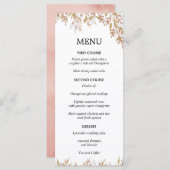 Rose Rosa Rosa Hochzeit Menükarte (Vorne/Hinten)