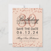 Rose Rosa Rosa Rett Geburtsdatum Confetti Save The Date (Vorderseite)
