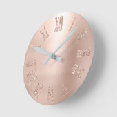 Rose Rosa Rose Glitzer Minimaler Rost Runde Wanduhr (Winkel)