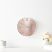 Rose Rosa Rose Glitzer Minimaler Rost Runde Wanduhr (Zuhause)