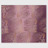 Rose Rosa Rose Gold Metallic florales Burgund Rot Geschenkpapier (Flach)