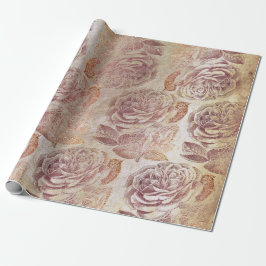 Rose Rosa Rose Gold Metallische Blütengrundel Geschenkpapier