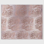 Rose Rosa Rose Gold Metallisches Blütenpulver Geschenkpapier (Flach)