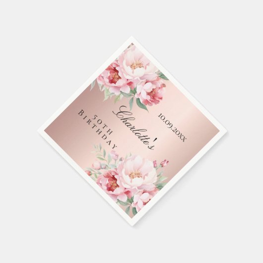 Rose Rosa Rosenblüten Serviette (Ecke)