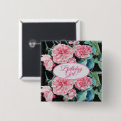 Rose Rosa Roses Blumenstrauß folgen Sie Ihrem Joch Button (Vorne & Hinten)