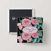 Rose Rosa Roses Blumenstrauß folgen Sie Ihrem Joch Button (Vorne & Hinten)