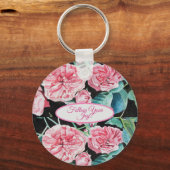 Rose Rosa Roses Blumenstrauß folgen Sie Ihrem Joch Schlüsselanhänger (Vorderseite)