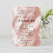 Rose Rosa Schlangenhaut Einladung (Stehend Vorderseite)